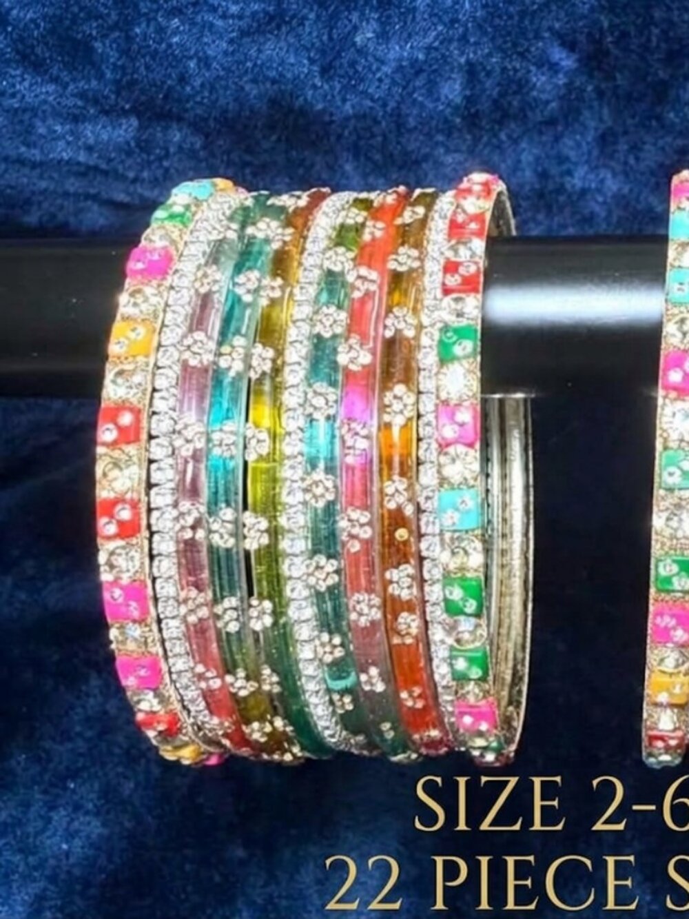 Traditional Rhinestone Bangle Set for Women - Ethnic Stackable Bridal Bracelets